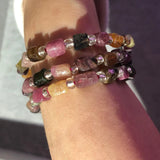 Colorful Tourmaline Stone Bracelet Shape Beads Women Girl Jewelry