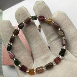 Colorful Tourmaline Stone Bracelet Shape Beads Women Girl Jewelry