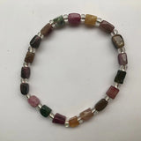 Colorful Tourmaline Stone Bracelet Shape Beads Women Girl Jewelry