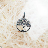 Colorful Tree Round Disc Necklace Pendant 925 Sterling Silver Spring Gift