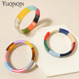 Colorful Geometric Cuff Bangle Bracelets for Women