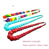 Colorful Turquoise Choker Necklace for Women Beaded Stone Jewelry