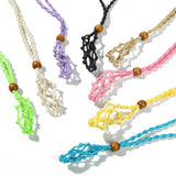 Colorful Woven Necklace Cord Empty Stone Holder Fish Net Amulets