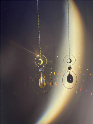 Colorful Water Drop Crystal Sun Catcher Moon and Hoops Suncatchers