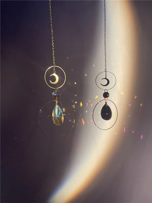 Colorful Water Drop Crystal Sun Catcher Moon and Hoops Suncatchers