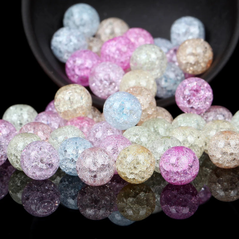 Colorful Snow Cracked Crystals Round Quartz Beads 6/8/10/12mm