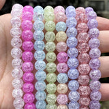 Colorful Snow Cracked Crystals Round Quartz Beads 6/8/10/12mm