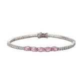 Colorful Women Bracelet Brass Pink CZ Tennis Bracelet Jewelry Gift