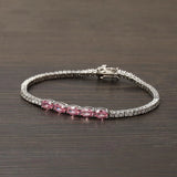 Colorful Women Bracelet Brass Pink CZ Tennis Bracelet Jewelry Gift