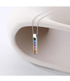 Colorful Zircon 925 Sterling Silver Bar Pendant Necklaces Jewelry