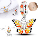 Colorful Zircon Butterfly Dangle 925 Silver Charms Beads