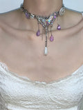 Colorful Butterfly Tassels Choker Necklace for Women Y2k Jewelry
