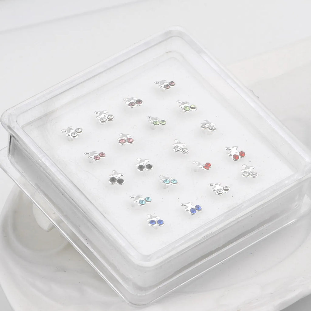 Colorful Zircon Crystal Cherry Nose Stud Body Jewelry Set