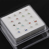 Colorful Zircon Crystal Cherry Nose Stud Body Jewelry Set