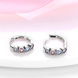 Colorful Zircon Earrings 925 Silver Cubic Pink Heart Wedding Jewelry