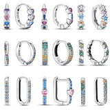 Colorful Zircon Earrings 925 Silver Cubic Pink Heart Wedding Jewelry
