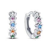 Colorful Zircon Earrings 925 Silver Cubic Pink Heart Wedding Jewelry