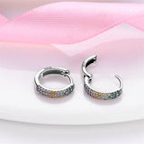 Colorful Zircon Earrings 925 Silver Cubic Pink Heart Wedding Jewelry