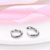 Colorful Zircon Earrings 925 Silver Cubic Pink Heart Wedding Jewelry