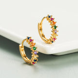 Colorful Zircon Rainbow Hoop Earrings For Women Multicolor Crystal