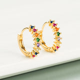 Colorful Zircon Rainbow Hoop Earrings For Women Multicolor Crystal