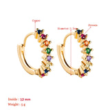 Colorful Zircon Rainbow Hoop Earrings For Women Multicolor Crystal