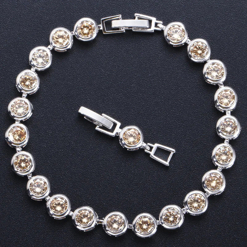 Colorful Zircon S925 Silver Bracelet Amethyst Emerald Gemstone