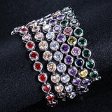 Colorful Zircon S925 Silver Bracelet Amethyst Emerald Gemstone