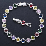 Colorful Zircon S925 Silver Bracelet Amethyst Emerald Gemstone