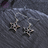 Colorful Zircon Star Drop Earrings 925 Sterling Silver Women's Party Jewelry