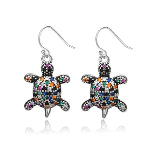 Zircon Turtle Drop Earrings 925 Silver Stylish Party Jewelry for Women