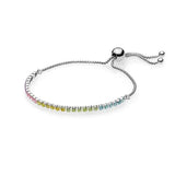 Colorful Zirconia Diamond Adjustable Bracelet 925 Sterling Silver Pink Jewelry