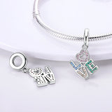 Zirconia Heart Charm Beads 925 Sterling Silver
