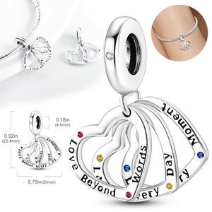 Colorful Zirconium LOVE Dangle 925 Sterling Silver Eye Of Light Heart Shape Char