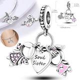 Colorful Zirconium LOVE Dangle 925 Sterling Silver Eye Of Light Heart Shape Char