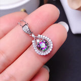 Colorful Crystal Necklace 925 Sterling Silver Women's Pendant Rare Gem
