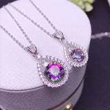 Colorful Crystal Necklace 925 Sterling Silver Women's Pendant Rare Gem