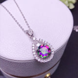 Colorful Crystal Necklace 925 Sterling Silver Women's Pendant Rare Gem