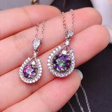 Colorful Crystal Necklace 925 Sterling Silver Women's Pendant Rare Gem
