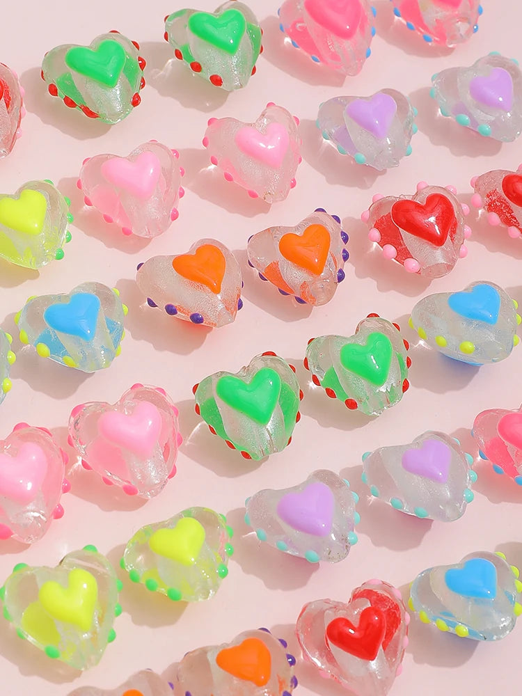 Hand-painted Wave Dot Love Glass Beads DIY Jewelry