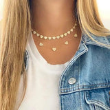 Colorful CZ Heart Charm Choker Chain in 925 Sterling Silver