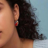 Colorful Enamel Hoop Earrings for Women Geometry Earring