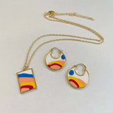 Colorful Enamel Hoop Earrings for Women Geometry Earring