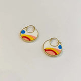 Colorful Enamel Hoop Earrings for Women Geometry Earring