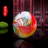 Colorful Jade Wolf Pendant Necklace Chinese Hand-Carved Healing Luck Gift