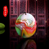 Colorful Jade Wolf Pendant Necklace Chinese Hand-Carved Healing Luck Gift