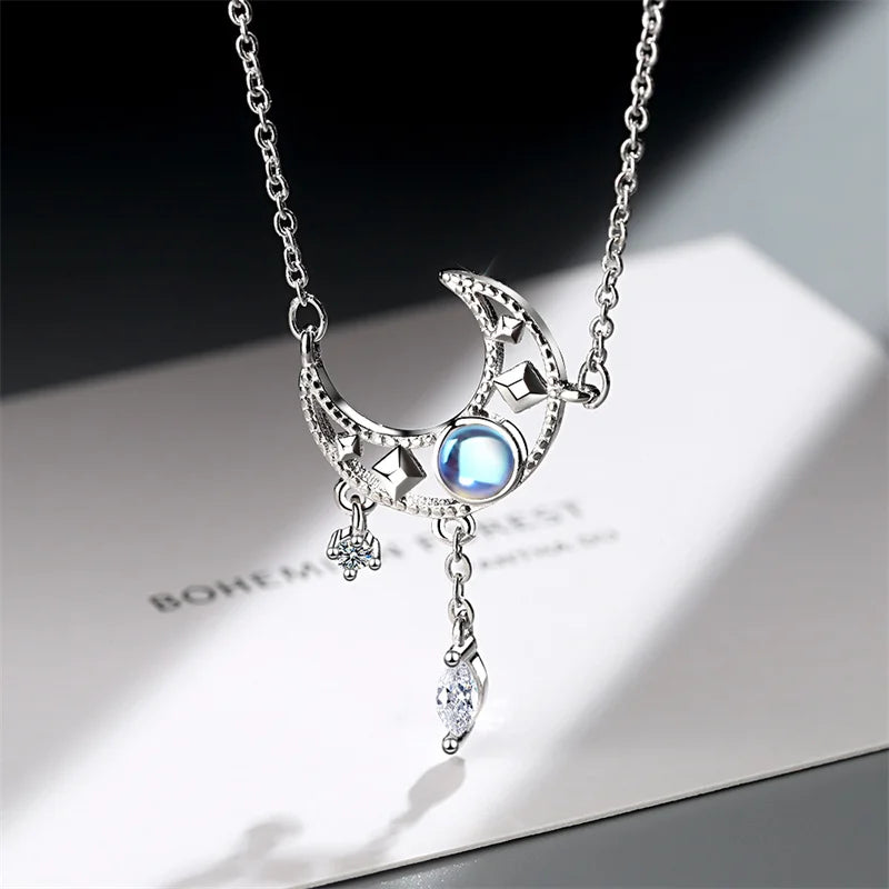 Colorful Moon Necklace Sweet Clavicle Chain