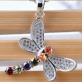 Mosaic Zircon Dragonfly Necklace Pendant
