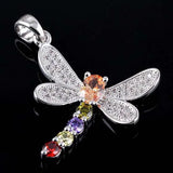 Mosaic Zircon Dragonfly Necklace Pendant