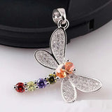 Mosaic Zircon Dragonfly Necklace Pendant
